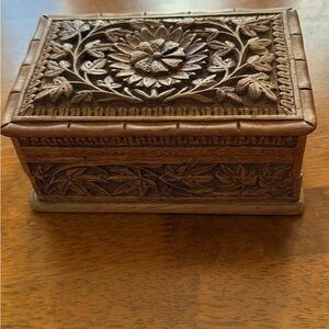 Kashmiri Intricately Carved Wooden Box, MCM